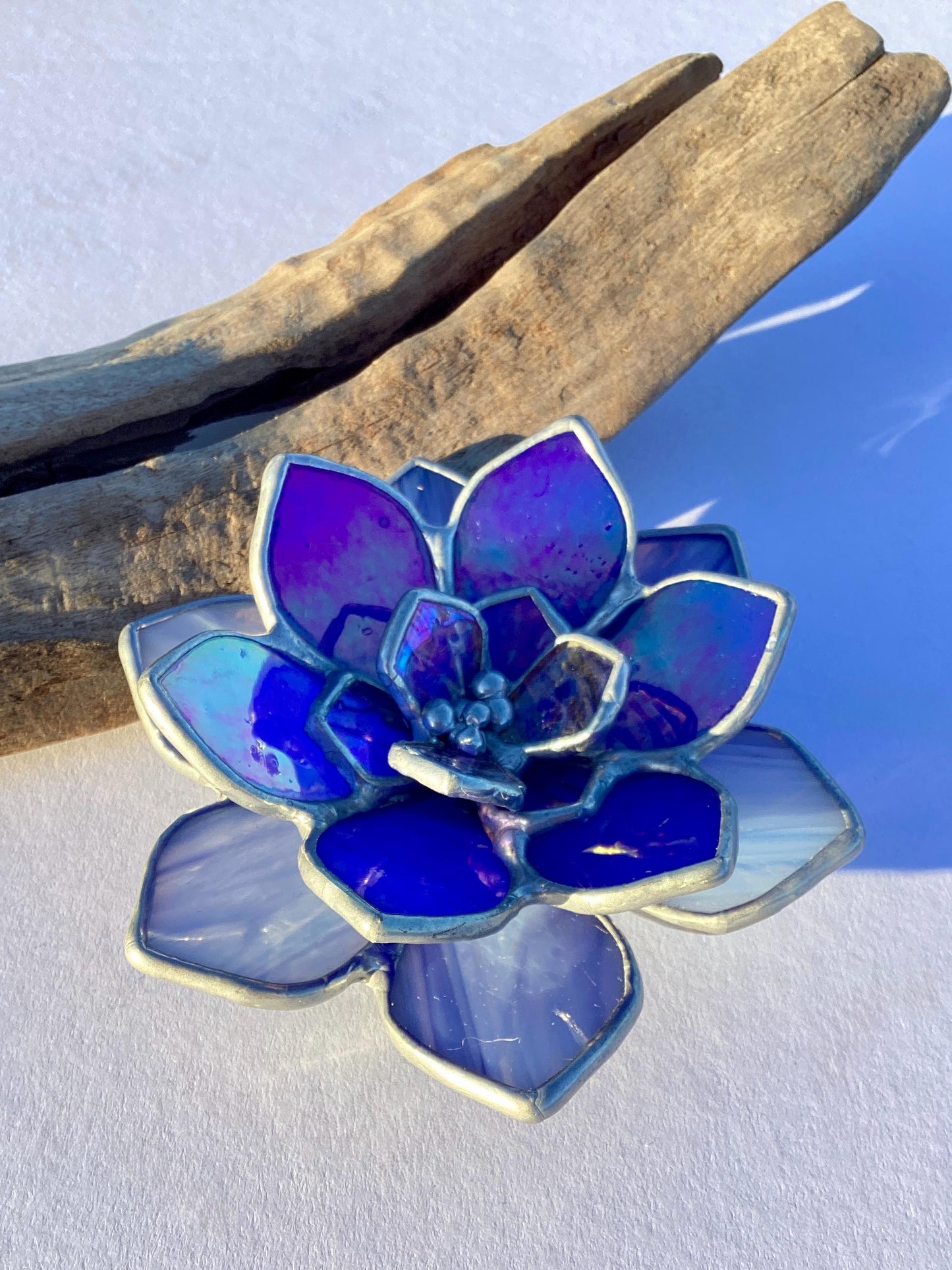 Iridescent Blue Glass Succulent