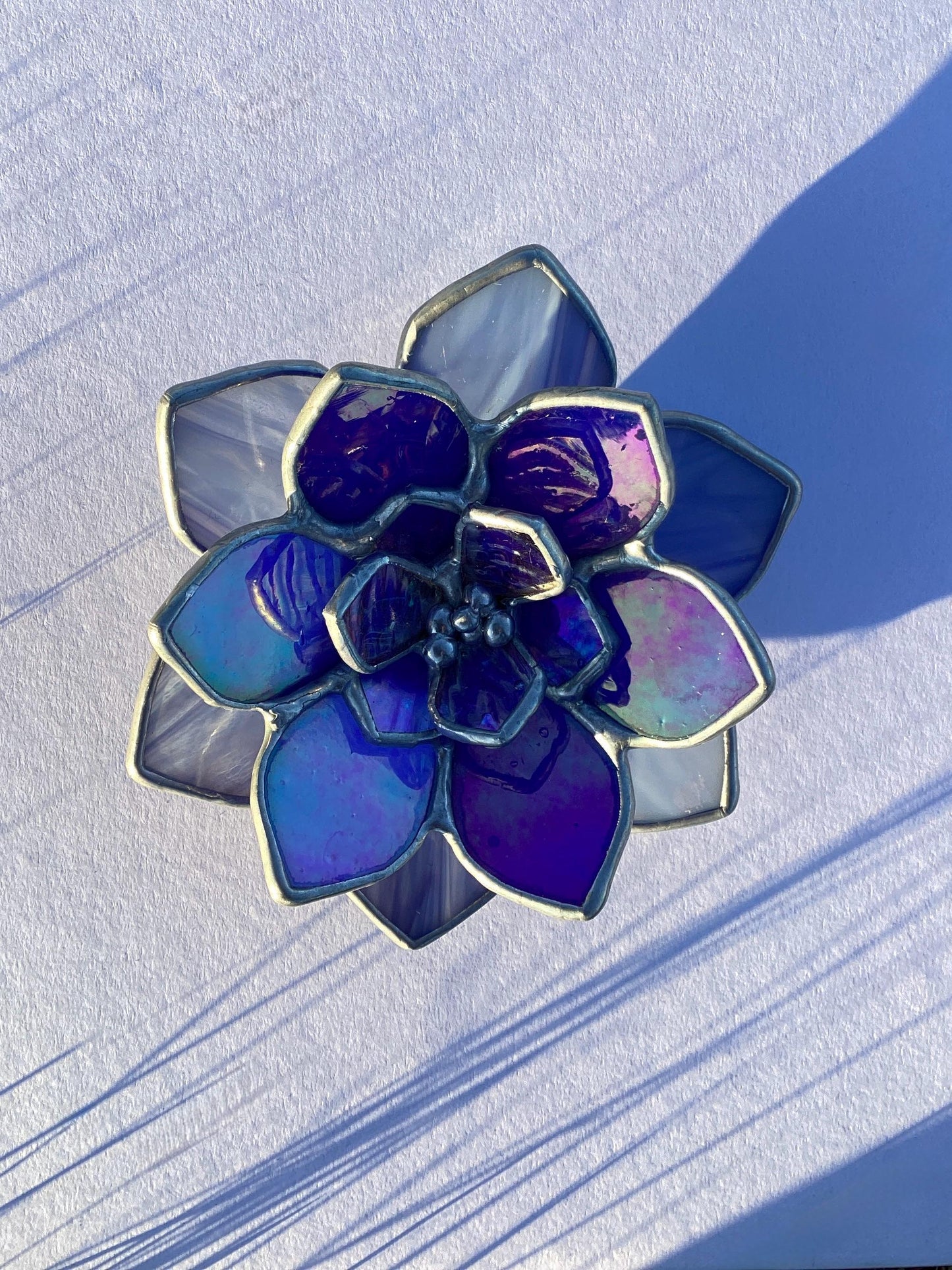 Iridescent Blue Glass Succulent