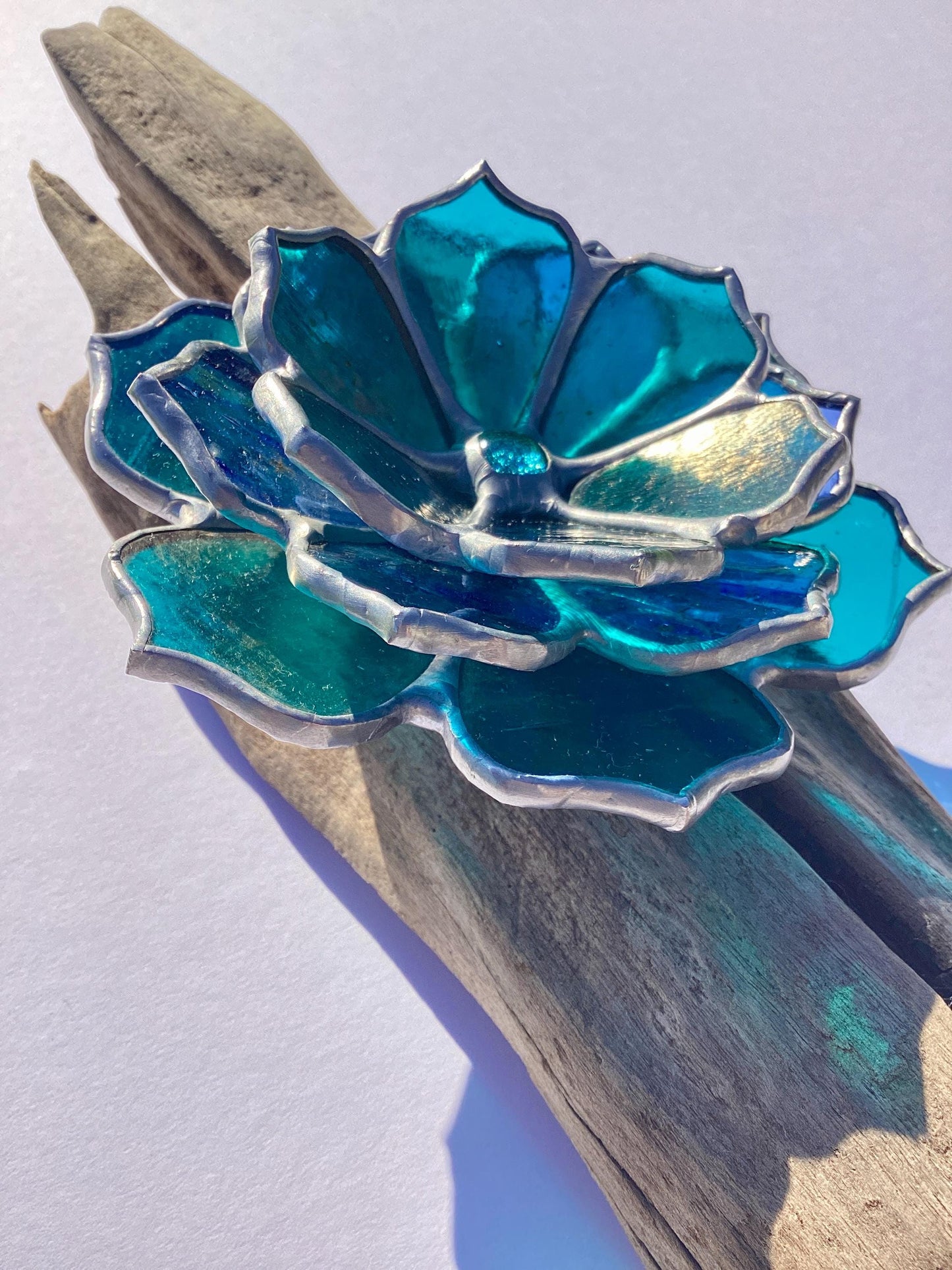 Teal Glass Succulent