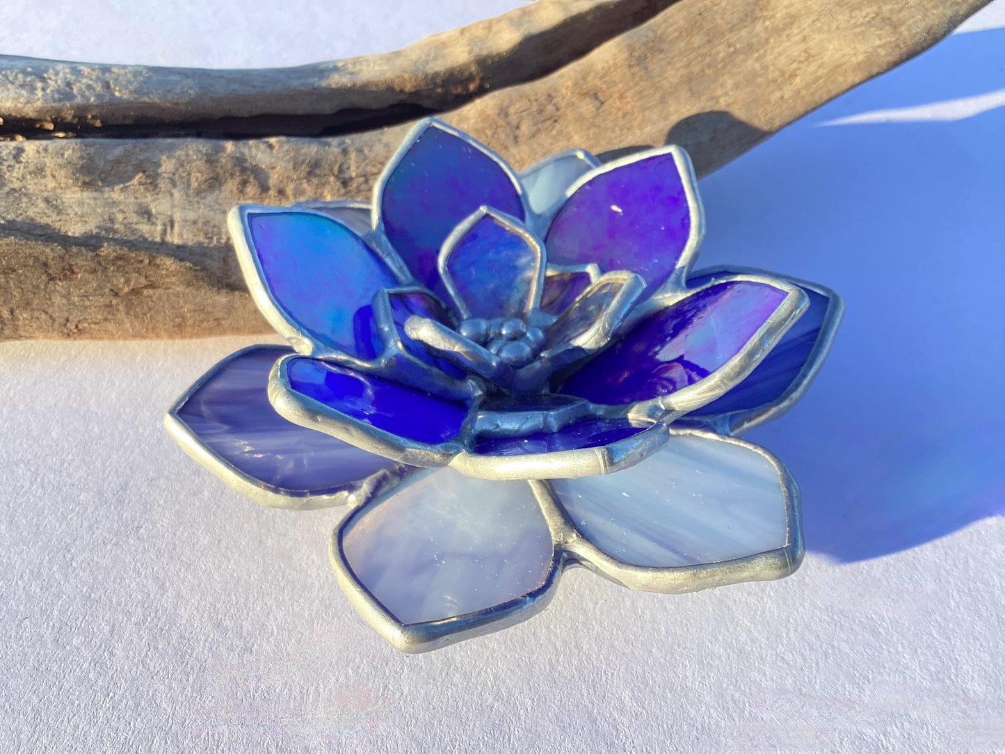 Iridescent Blue Glass Succulent