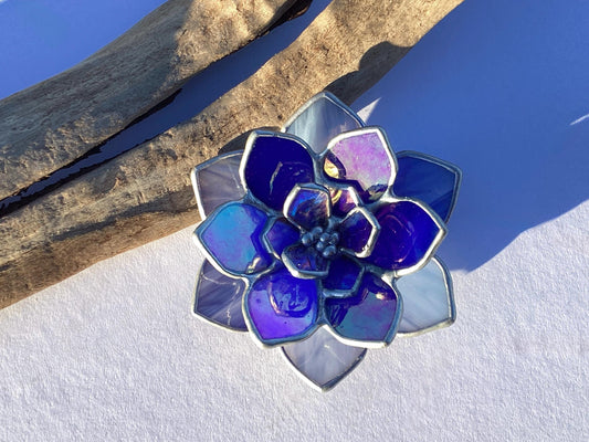 Iridescent Blue Glass Succulent