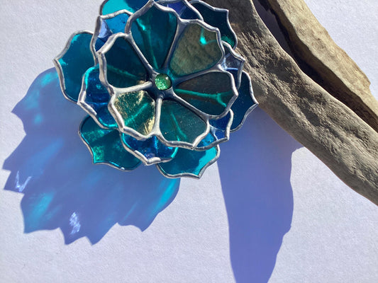 Teal Glass Succulent